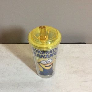 NWOT Minions yellow Powered by Bananas drinking cup